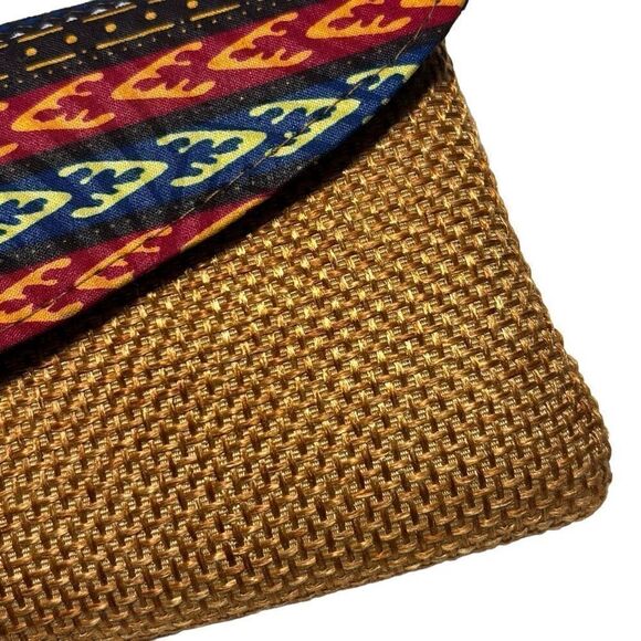 Envelope clutch contrast print warm colors snap & zip closure purse - Picture 3 of 11